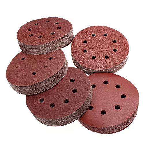 VIDOO 100szt 125mm 8 Otworów Krążki Ścierne Ziarnistość 60-240 Papier Ścierny
