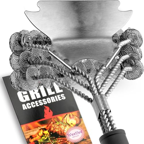 DailyAdorn Grillbürste Grill Reinigungsbürste Edelstahl Schaber Sichere Grillbürste 43 cm Edelstahl-Grillrostreiniger Sicheres Grillzubehör für Porzellan Weber Gas und Holzkohlegrills