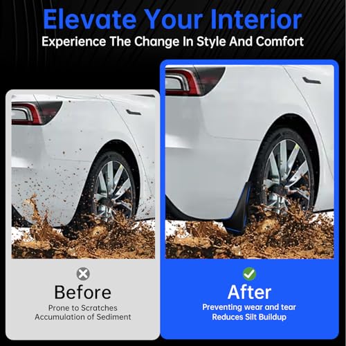 Image of Zekrom Upgraded Mud Flaps for Tesla Model 3 2016-2023 Accessories, No Drilling Required, All-Weather Mud Splash Guard Body Kits (Set of 4 Black)