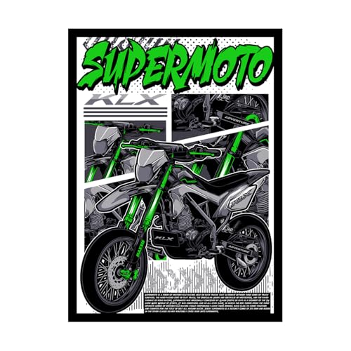 Image of BLINKART Kawasaki KLX CarFramed Posters Gift Items Boys Room Wall Decoration Bedroom Office Studio Synthetic Wood Frame & Acrylic Glass Ready to Hang - 18x12 Inch, (A4 Size) - CAR-141