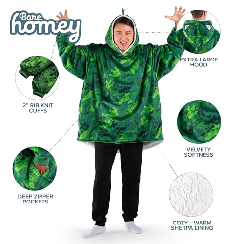 Image of Bare Home Wearable Blanket Hoodie - Soft Plush Sherpa - Warm and Cozy - Oversized Wearable Blanket