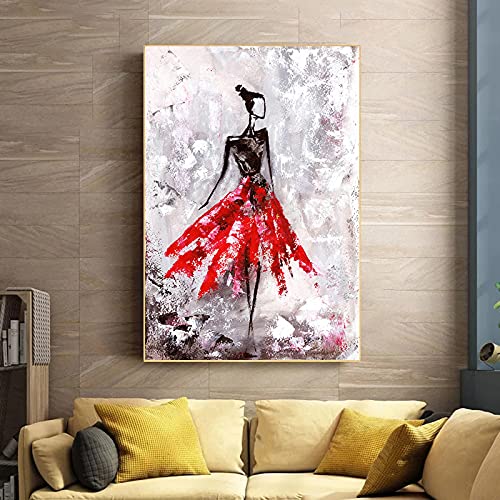 Toile danse fille peinture abstraite sans cadre deco maison 60x90
