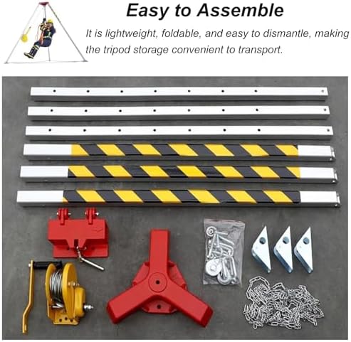 Rescue Tripod Heavy Duty Fire Fighting Tripod Confined Space，Aluminum Confined Space Tripod 7 Feet Legs, Commercial Rescue Tripod Fall Protection for Traditional Confined Spaces/Grinder Pump