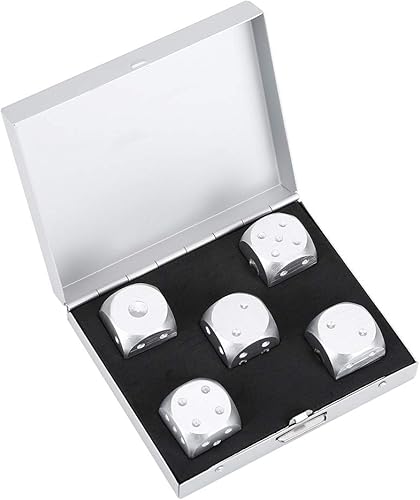 VGEBY Juego de dados de metal de 6 caras, 5 piezas de aleación de aluminio DND juego de dados con caja de almacenamiento juego de mesa, juegos de