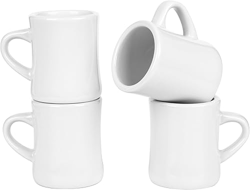 Miniatura 9 de Juego de 4 tazas de café blancas de 11 onzas, ideal para juego de cocina, viajes y té caliente (crema)