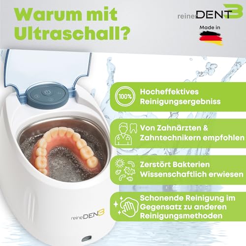 reinerDENT3 Dental Ultraschallgerät inkl. Prothesenbürste + 50ml Probe Prothesenreiniger +...