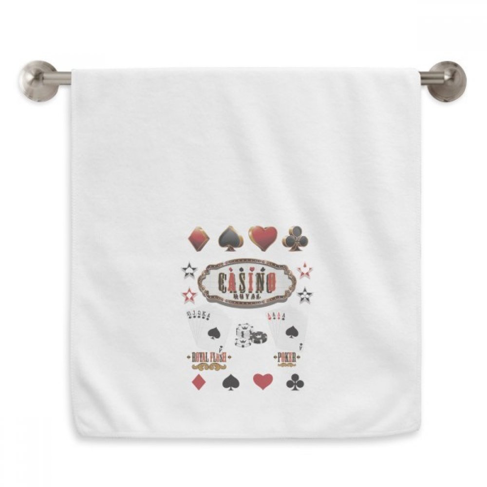 Serviettes débarbouillettes blanc motif ustensiles jeu cartes 13x29