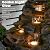 Sunlinua Water Fountain Outdoor Floor Standing 5-Tiers Rock Natural Waterfall Outdoor Garden Fountains with LED Lights for Patio, Porch, Home Art Decor
