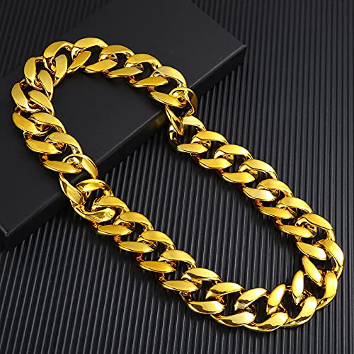 2Pack Big Chunky Plastic Hip Hop Chain for Men, Fake Gold Silver Turnover Chain 90s Necklace Costume Accessory3