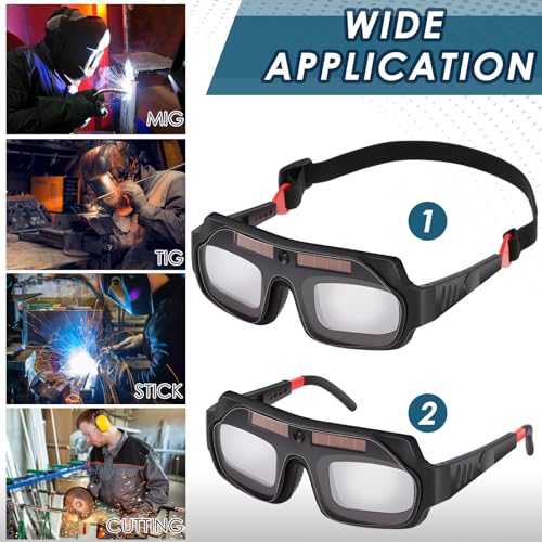 Image of Tellegloww 1 Set Auto Darkening Welding Glasses with Replacement Lenses, Solar Welding Goggles for Tig Mig Mma Plasma Cutting