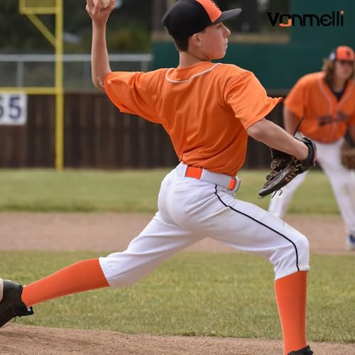 Image of VONMELLI Youth Baseball Belt and Socks Combo, Elastic Softball Belts and Socks for Boys and Adult (2 Pairs of Socks & 1 Belt)