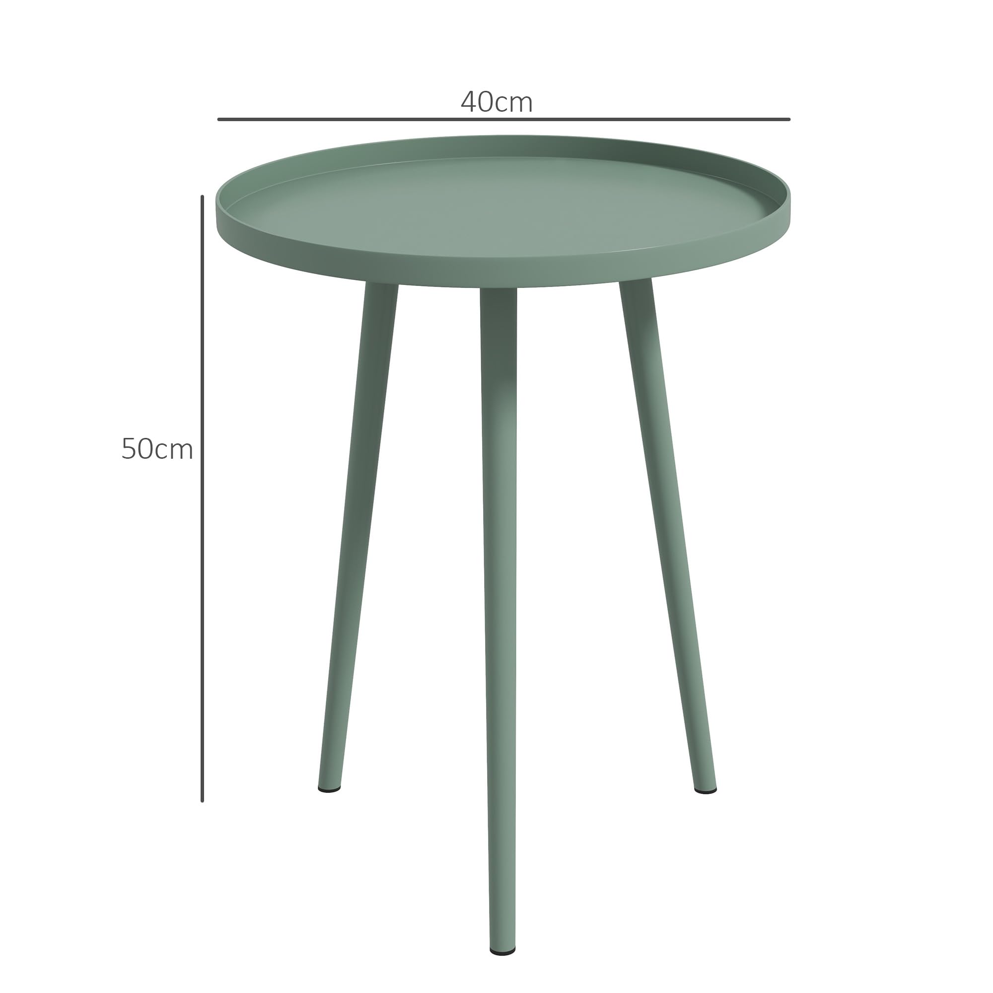 Outsunny Table Basse de Jardin Ronde en Acier Ø40 x 50H cm Vert