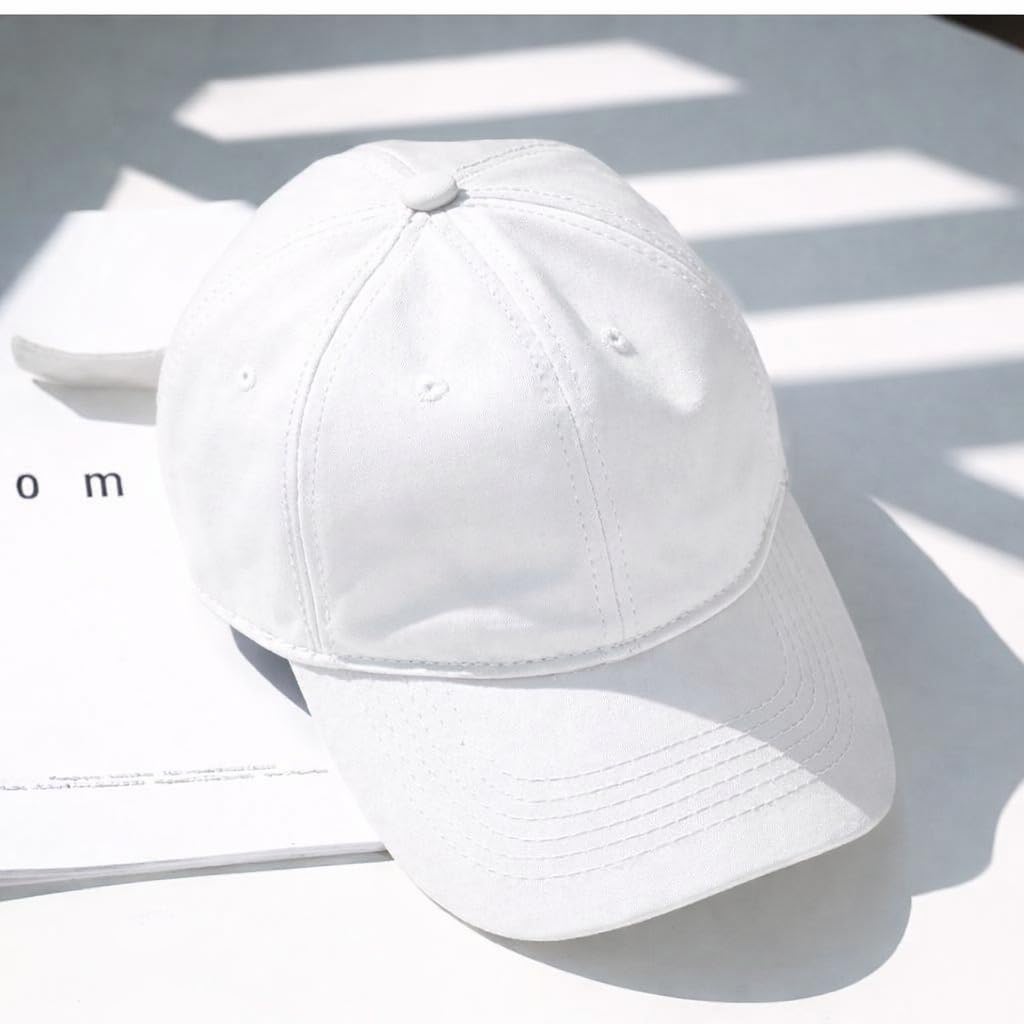 Baseball Cotton Plain Adjustable caps for Men and Women (White)-image-25