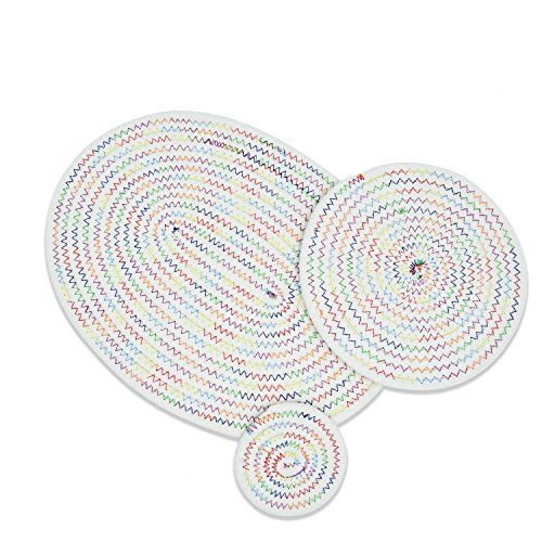 Set de 3 Salvamanteles Individuales Posavasos de Trenzado Algodón Manteles Individuales Sartén para el hogar Restaurante Dining Table, Antideslizante Ovalado Ronda, Zoiibuy