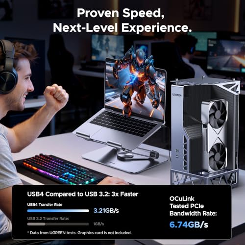 Image of UGREEN NAS DXP480T Plus 4 Bay All-Flash SSD NAS (Diskless) Bundle with UGREEN LinkStation eGPU Dock with 850W Power Supply, Compatible with GPUs Like NVIDIA /AMD /Intel for Laptops /Handhelds /Mini PCs.
