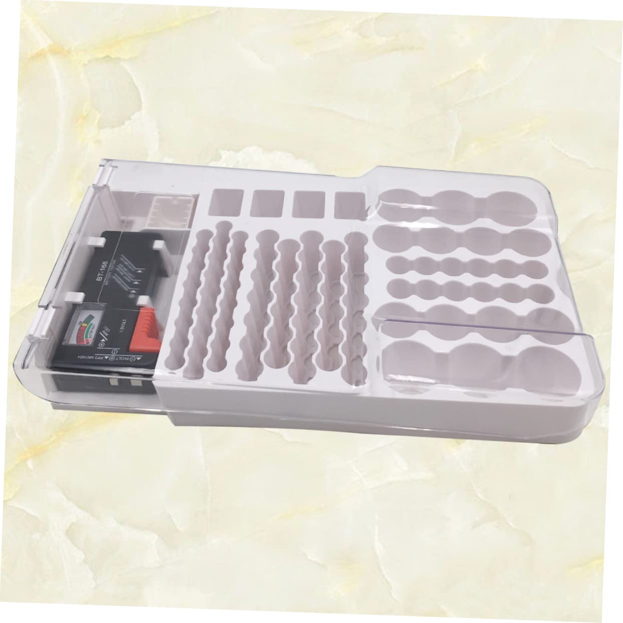 Organizer per Tester di Capacità Integrato, Custodia in Abs Bianco Grande Capacità per Uso Negozio, Supporto e Verifica Pile Aa Aaa