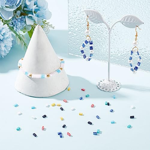SUNNYCLUE 1 Box 800Pcs 8 Style 1/4 Tila Beads Double Hole Glass Beads Tile Bulk Glass Seed Mini Flat Spacer Loose for Jewelry Making DIY Craft Multi-Strand Embroidery Curtains Gift - Image 4