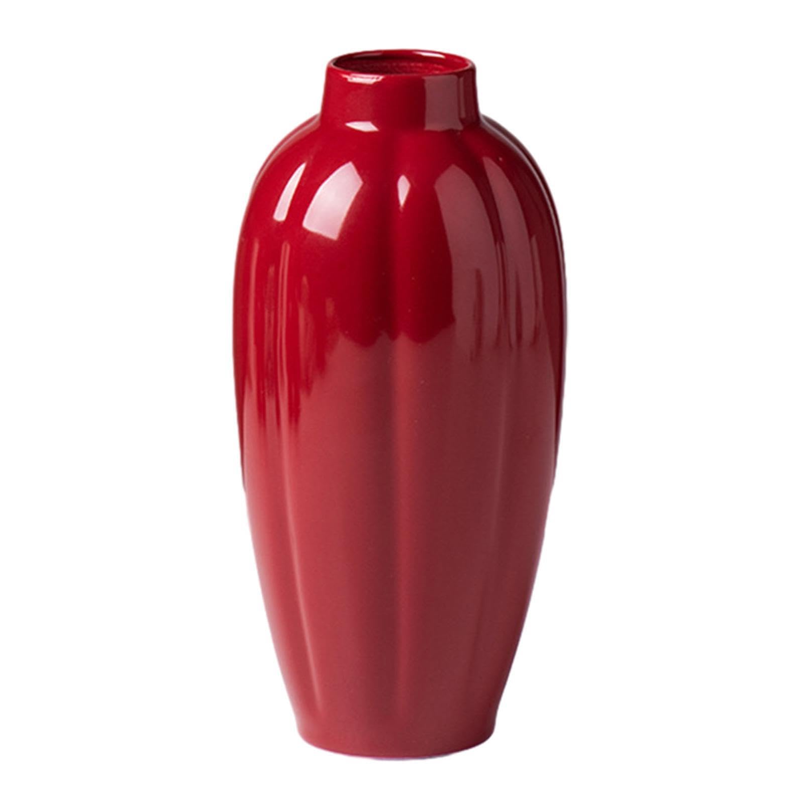 TWISAXC Farmhouse Ceramic Red Vase Decorative Vases Enhances Aesthetic Appeal In Small Red Vase for Creative Living Room Setup Kitchen Bookshelf Flower Vases Coffee Table Shelf