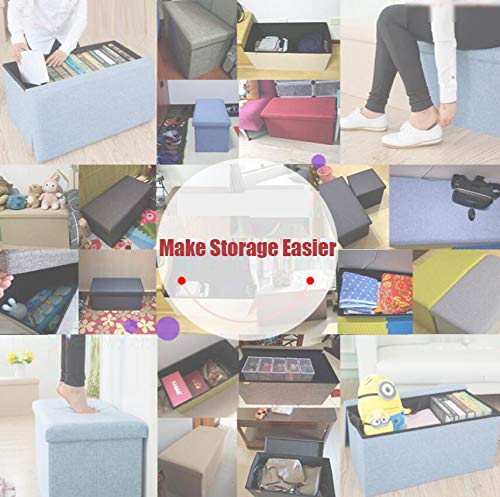 Hmeigui Foot Stools Storage Ottoman Toy Storage Box, Small Ottomans And Bench Seat Foot Rest Stool Coffee Table Cotton Linen Fabric,Purple_40X40X40Cm #TOP5