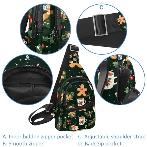 Sac à dos à bandoulière vert pain d'épice avec sangle réglable multicolore