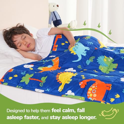 Image of Sivio Weighted Blanket 3lbs, Blue Dinosaur Small Cooling Heavy Blankets, Washable Breathable Weighted Throw Blanket for Sleep, 36 inchx48 inch-3lb
