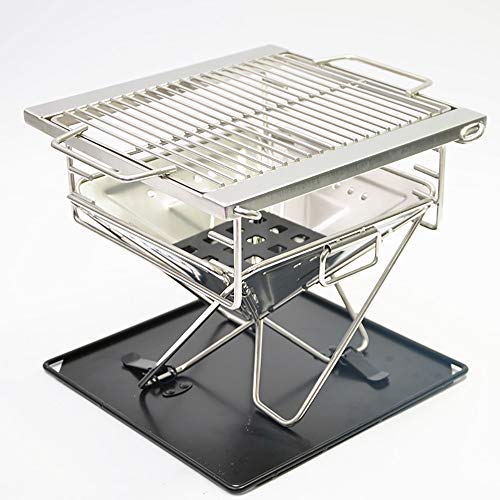 Holzkohlegrill Leichte, tragbare hitzebeständige Edelstahl-Grill Abendessen mit Familie Charcoal Grill. Outdoor BBQ Camping Terrasse Kochen