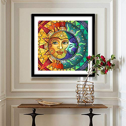 Diamond Painting Kits for Adults,Sun and Moon Face Full Drill Crystal Rhinestone Embroidery Cross Stitch,DIY 5D Paint by Numbers for Adults Beginner,Home Wall Decor 13.8\"×13.8\" - Thumbnail 3