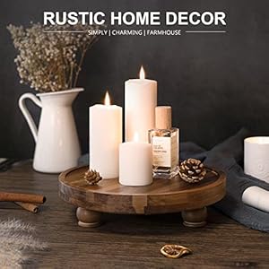EOSAHR Wooden Riser for Display : Farmhouse Pedestal Stand for Your Kitchen Counter & Home Decor - Chic Round Waterproof Bathroom Trays for Soap, Plants, Jewelry, Perfume (Acacia Wood) EOSAHR Wooden Riser for Display Farmhouse Pedestal Stand for Your Kitchen Counter Home Decor Chic Round Waterproof Bathroom Trays for Soap Plants Jewelry Perfume Acacia Wood