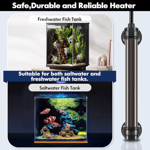 Image of Orlushy Submersible Aquarium Heater, Fish Tank Heater with Free Thermometer for Freshwater and Saltwater Tank