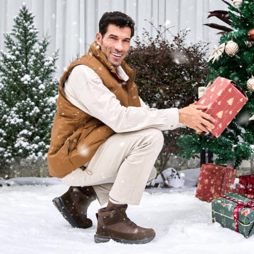 Image of FitVille Wide Width Mens Winter Boots Fur Lined Extra Wide Snow Boot Lightweight Non Slip Outdoor Mens Diabetic Shoes for Flat Feet