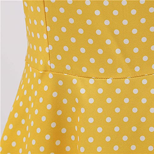 Women's 1950s Hepburn Dress Vintage Polka Dots Teen Girls Swing Dress Cocktail Party Prom Bowknot Cinched Waist Dress4