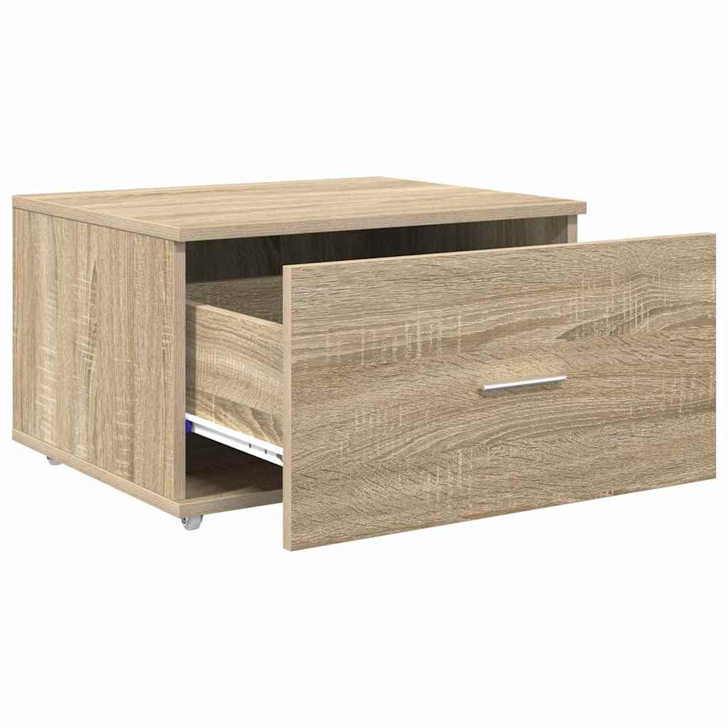 vidaXL Cajonera con Rueda Roble Sonoma 55 x 45 x 31 cm, Armario Rectangular Moderno, Gran Capacidad de Almacenamiento, Espacio Interior organizado, Mueble Funcional, Minimalista