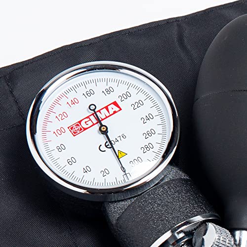 GIMA YTON Classic Aneroid-Blutdruckmessgerät mit Stethoskop, Nylonarmband mit Klettverschluss, latexfrei, manuelle Einstellung, Birne mit Chromventil