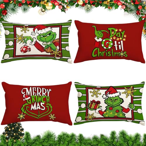 Anyingkai 4er Set Kissenbezüge Weihnachten 40×80,...