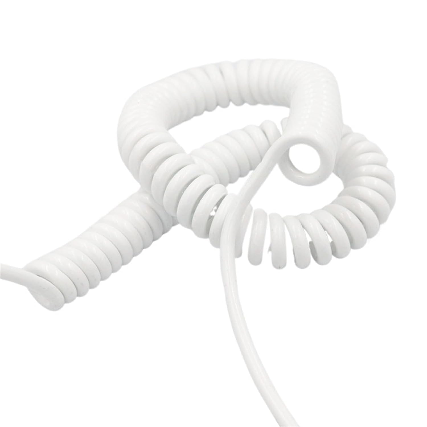 Federspiralkabel, 6-adrig, 24 AWG, Spiral-Teleskopdraht, 0,2 mm², weiß, dehnbar, 3 m, 9, 14, 15, Federkabel (5 m dehnbar)