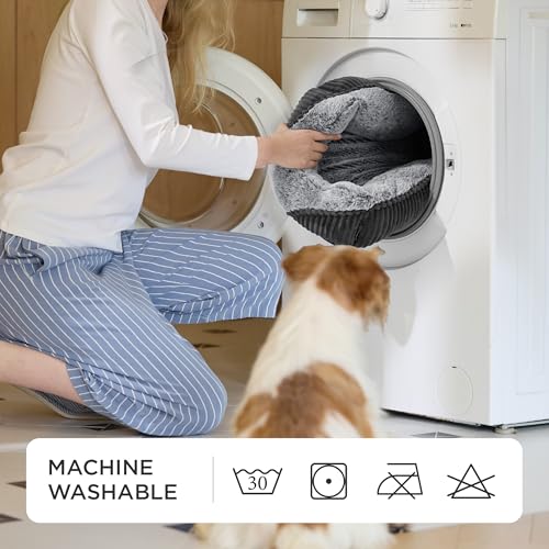 Bedsure Washable Dog Bed Small Medium Size Dog - Rectangle Fluffy Plush Pet Bed Puppy Bed, Comfy Corduroy Fleece and Nonskid Bottom,25x21x7inches,Suitable for Pet Up to 20lbs,Grey - Image 6