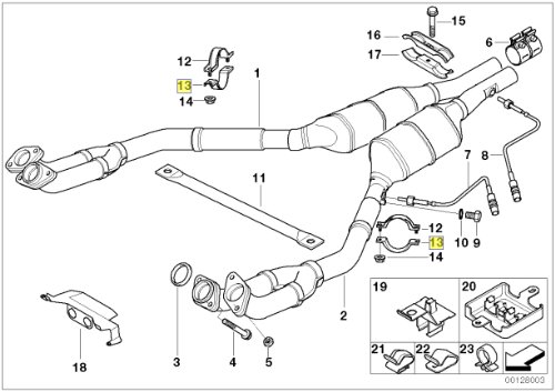 Soporte de escape BMW E38 para motor M62 que elimina ruidos y vibraciones 2