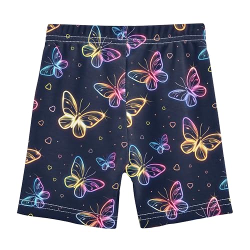 Beautiful Neon Flying Butterflies Girls Shorts Elastic Waist Sports Shorts Girls Leggings Pants for 4-10 Years2