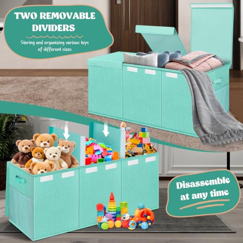 Image of Extra Large Toy Box with Lids, Collapsible Storage Bin, 38 inchx16 inchx14 inch, Green