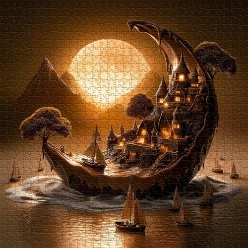 Fantasy Landscape Puzzle for Adults 1000 Pieces, PICKFORU Moonlit Haven