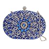 Oshhni Damen Handtasche mit Kette Abendtasche Sparkly Strass Metall Oval Handtasche Elegante Umhängetasche für Party Events Damen Braut Frau, Blau #1