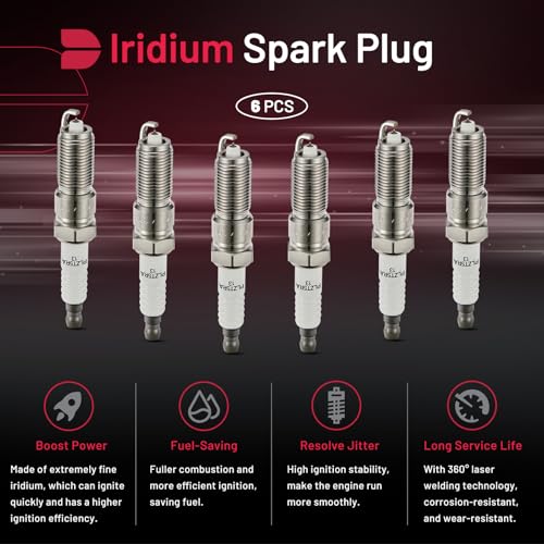 Image of BDFHYK Iridium Spark Plugs LZTR5AGP Compatible with Jeep Wrangler, Compatible with Dodge Grand Caravan, Pacifica Town & Country Voyager, VW Routan 3.3L 3.8L V6 Replacement for 3381 Set of 6