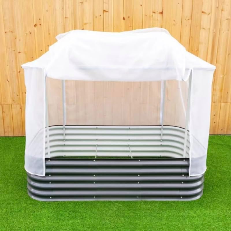 Drip Depot Modular Metal Raised Garden Bed Cover System - Raised Bed Dimensions : 3.5' x 6.5' - Cover Type : Netting - Raised Bed Model : 9N1
