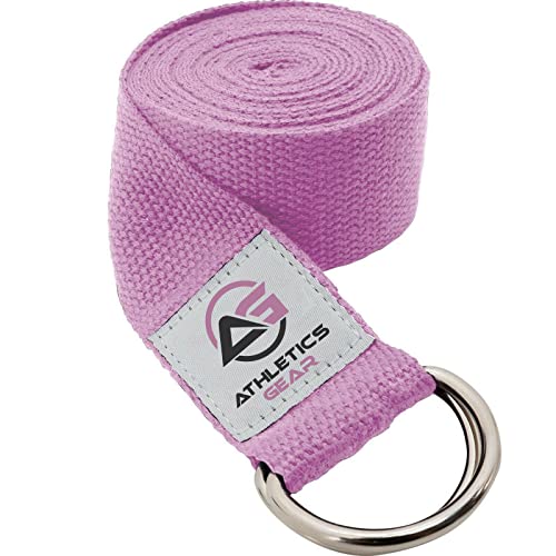 Yoga Strap Belt with Metal D-Ring Buckle, 6ft long & 1.5 inch wide, Made with Durable Cotton for Stretching and Flexibility