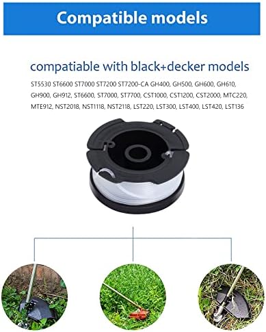 Poweka Bobine et fil pour débroussailleuse Black Decker - Remplace A6485, A6481, AF-100, ST5530-GB, GLC3630L20-GB, STC18