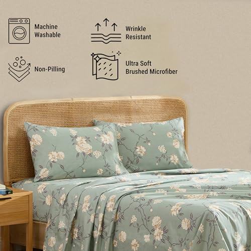Parure de lit floral ultra douce et infroissable avec grands bonnets - 5