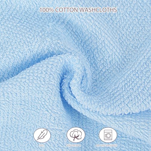 Image of 12 Pack Small Baby Washcloths 100% Cotton Thin Soft 7.8 inch x 7.8 inch Terry Cloth for Baby Face Bath Burp Travel Lightweight Multi-Purpose Newborn Must Haves