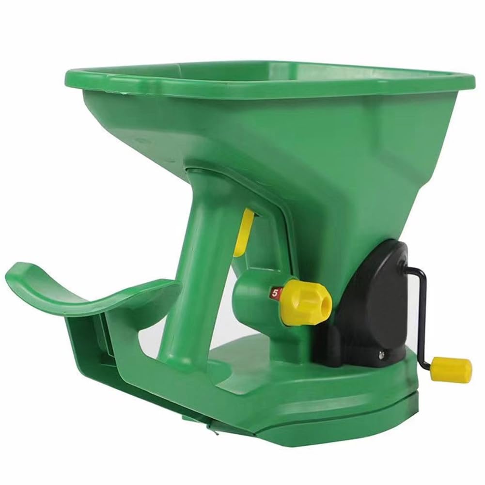 Esparcidor manual de semillas, sembradora de mano de 1,5 L con 5 engranajes ajustables para sembrar, fertilizar y derretir nieve para jardín y césped