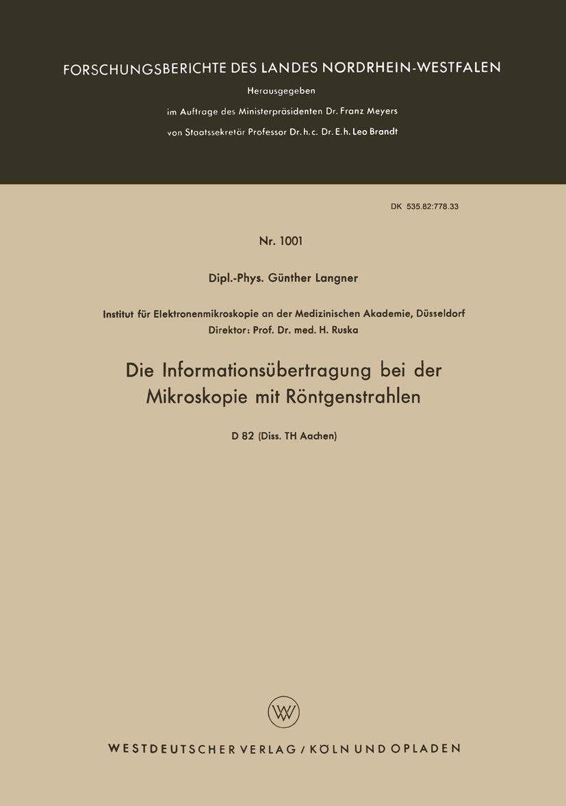 Die Informationsübertragung bei der Mikroskopie mit Röntgenstrahlen: 1001