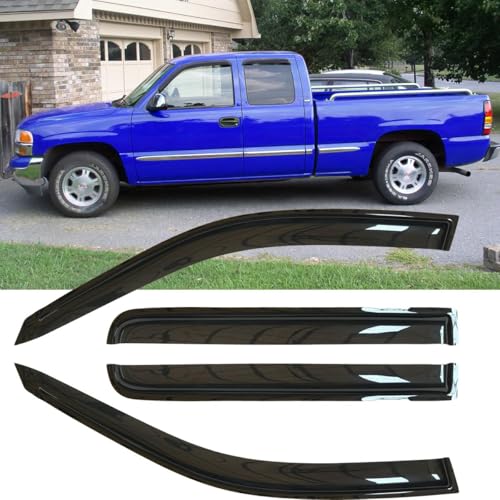 4pcs Original Shatterproof Side Window Wind Deflector for 99-06 Silverado/Sierra,Tape-on Rain Guard Sets,Window Visors for Cars,Vent Deflector for 99-06 Silverado 1500 01-06 2500/3500 07 Classic 94044